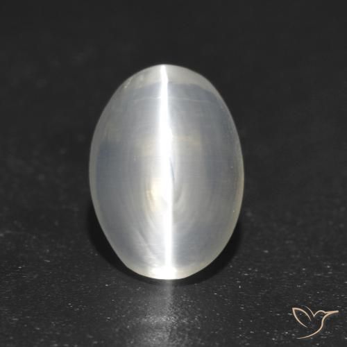 Sillimanite effetto occhio di gatto Bianco naturale da 1.21 ct, Ovale, Trasparente