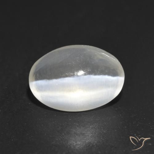Sillimanite effetto occhio di gatto Bianco naturale da 1.21 ct, Ovale, Trasparente
