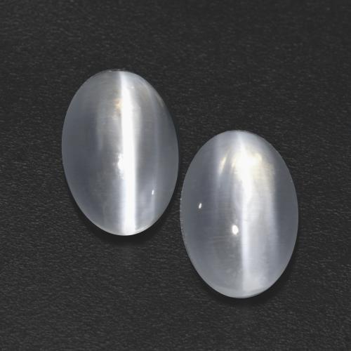 Sillimanite cat's eye naturale bianco da 2,45 ct, taglio ovale, trasparente