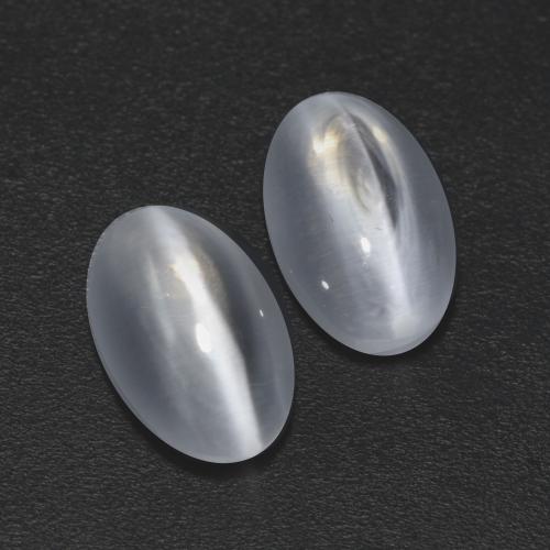 Sillimanite cat's eye naturale bianco da 2,45 ct, taglio ovale, trasparente