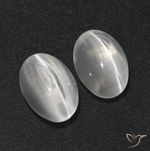 2.20ctw Naturale Bianco trasparente Sillimanite effetto occhio di gatto, Ovale, Trasparente