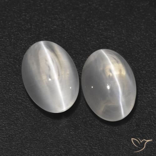 Gemme di Sillimanite Occhio di Gatto Bianco trasparente naturale da 2.20 ct, Ovale, Trasparente