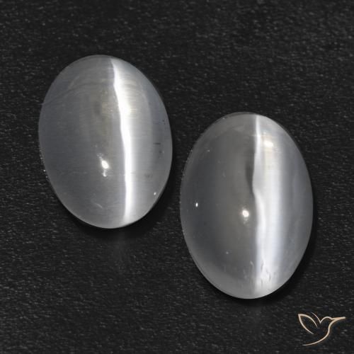 1.37ctw Naturale Bianco trasparente Sillimanite effetto occhio di gatto, Ovale, Trasparente