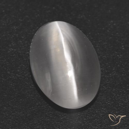 1.16ct Naturale Bianco trasparente Sillimanite effetto occhio di gatto, Ovale, Trasparente