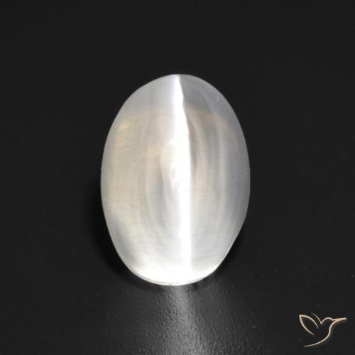 1.55ct Naturale Bianco Sillimanite effetto occhio di gatto, Ovale, Trasparente