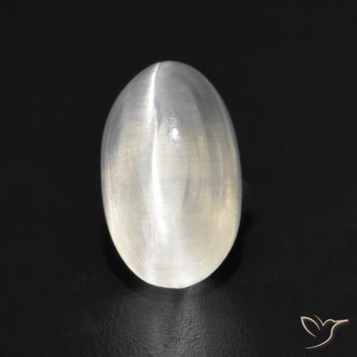1.45ct Naturale Grigio molto chiaro Sillimanite effetto occhio di gatto, Ovale, Trasparente