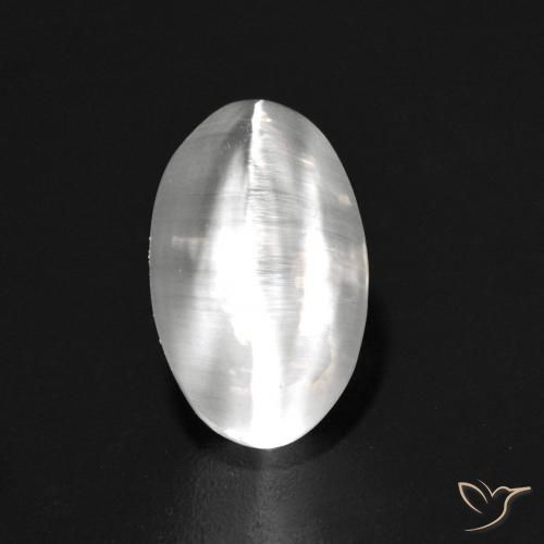 Sillimanite effetto occhio di gatto Bianco naturale da 1.42 ct, Ovale, Trasparente
