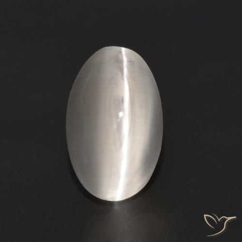 1.35ct Naturale Grigio molto chiaro Sillimanite effetto occhio di gatto, Ovale, Trasparente