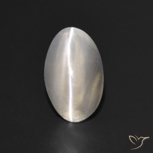 1.10ct Naturale Grigio molto chiaro Sillimanite effetto occhio di gatto, Ovale, Trasparente