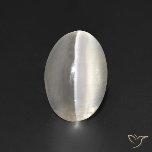 Sillimanite effetto occhio di gatto Grigio molto chiaro naturale da 1.23 ct, Ovale, Trasparente