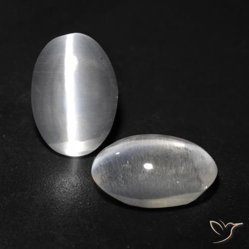 Gemme di Sillimanite effetto occhio di gatto Bianco trasparente naturale da 2.07 ct, Ovale, Trasparente