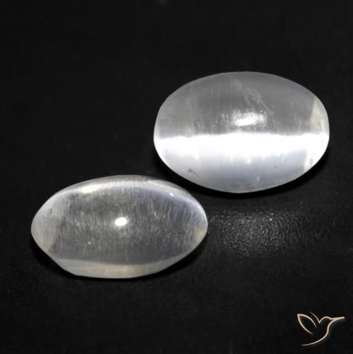 Gemme di Sillimanite effetto occhio di gatto Bianco trasparente naturale da 2.07 ct, Ovale, Trasparente