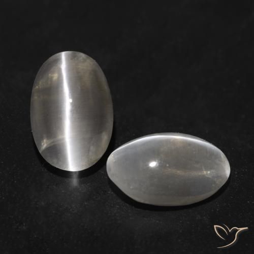 1.94ctw Naturale Grigio molto chiaro Sillimanite effetto occhio di gatto, Ovale, Trasparente