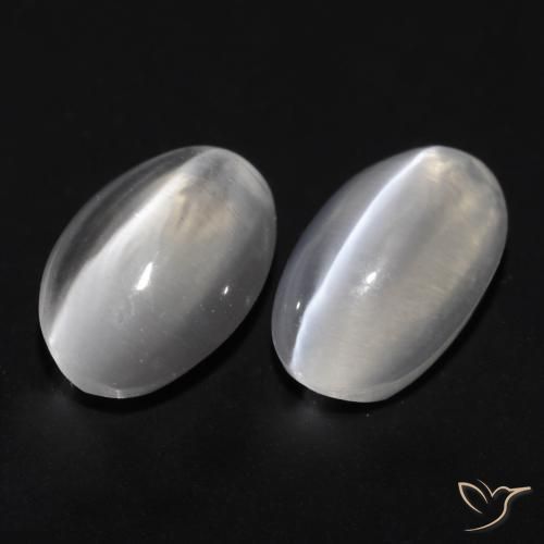 1.72ctw Naturale Bianco Sillimanite effetto occhio di gatto, Ovale, Trasparente
