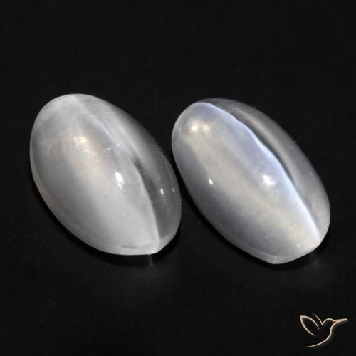 Gemme di Sillimanite Occhio di Gatto Bianco naturale da 1.72 ct, Ovale, Trasparente