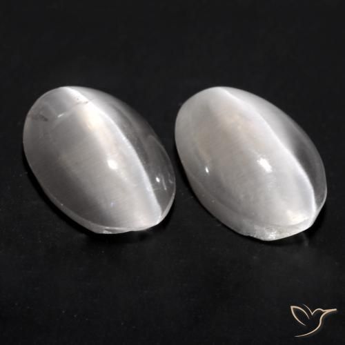 1.70ctw Naturale Grigio molto chiaro Sillimanite effetto occhio di gatto, Ovale, Trasparente