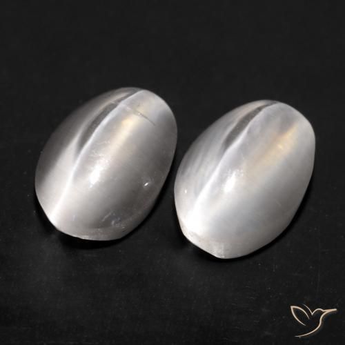 Gemme di Sillimanite Occhio di Gatto Grigio molto chiaro naturale da 1.70 ct, Ovale, Trasparente