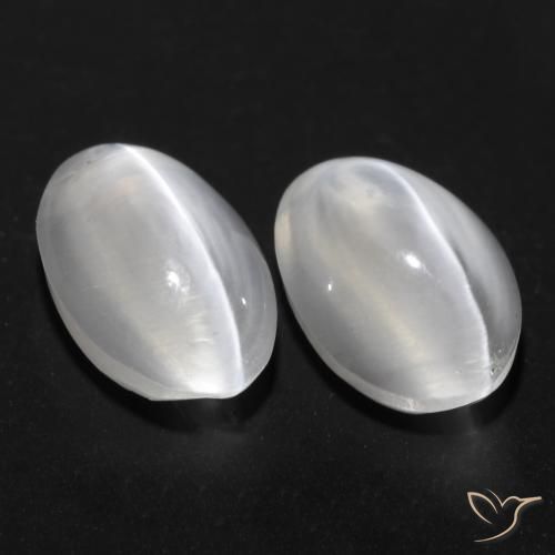 Gemme di Sillimanite Occhio di Gatto Bianco naturale da 2.20 ct, Ovale, Trasparente