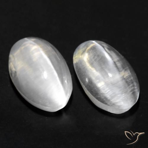 1.70ctw Naturale Bianco Sillimanite effetto occhio di gatto, Ovale, Trasparente