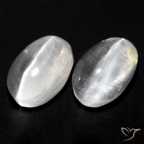 Gemme di Sillimanite Occhio di Gatto Bianco naturale da 1.70 ct, Ovale, Trasparente