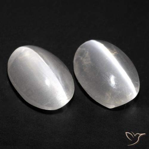 1.67ctw Naturale Bianco Sillimanite effetto occhio di gatto, Ovale, Trasparente