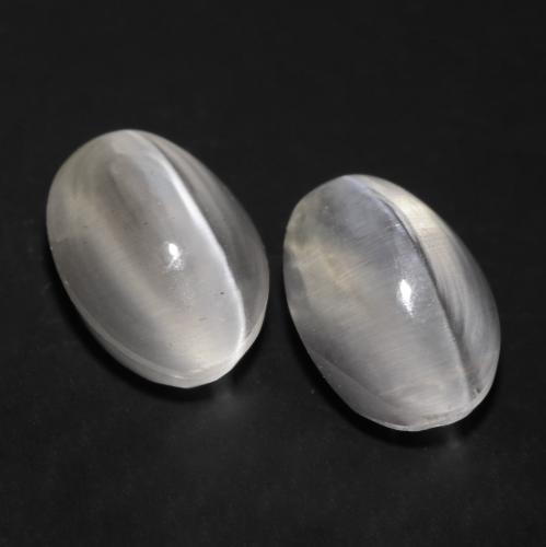 Gemme di Sillimanite Occhio di Gatto Grigio molto chiaro naturale da 2.45 ct, Taglio ovale, Trasparente