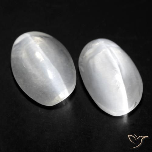 Gemme di Sillimanite Occhio di Gatto Bianco naturale da 2.46 ct, Ovale, Trasparente