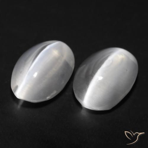 Gemme di Sillimanite Occhio di Gatto Bianco naturale da 1.77 ct, Ovale, Trasparente