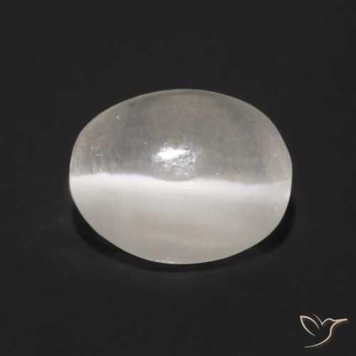 1.08ct Naturale Grigio molto chiaro Sillimanite effetto occhio di gatto, Ovale, Trasparente