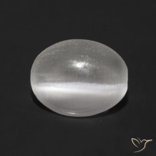 0.89ct Naturale Grigio molto chiaro Sillimanite effetto occhio di gatto, Ovale, Trasparente