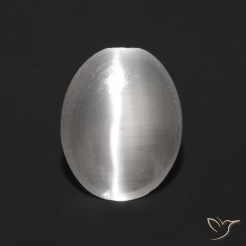 Sillimanite Occhio di Gatto Grigio molto chiaro naturale da 0.89 ct, Ovale, Trasparente