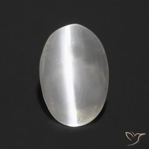 0.81ct Naturale Grigio molto chiaro Sillimanite effetto occhio di gatto, Ovale, Trasparente