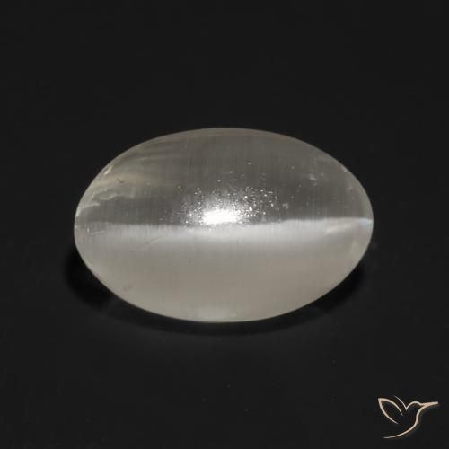 1.03ct Naturale Grigio molto chiaro Sillimanite effetto occhio di gatto, Ovale, Trasparente