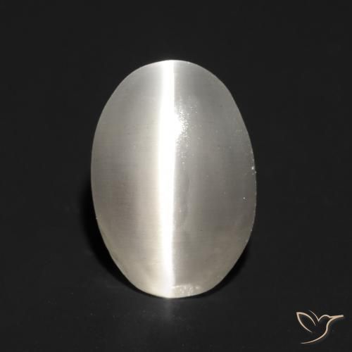 Sillimanite Occhio di Gatto Grigio molto chiaro naturale da 1.00 ct, Ovale, Traslucido