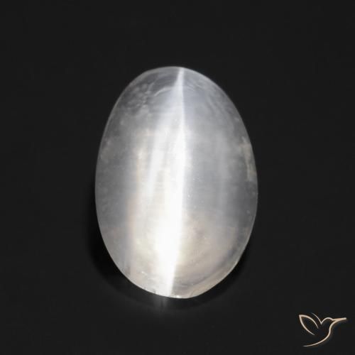 1.05ct Naturale Grigio molto chiaro Sillimanite effetto occhio di gatto, Ovale, Trasparente