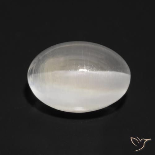 1.30ct Naturale Grigio molto chiaro Sillimanite effetto occhio di gatto, Ovale, Trasparente