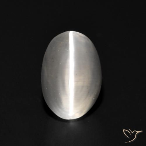 1.07ct Naturale Bianco Sillimanite effetto occhio di gatto, Ovale, Trasparente