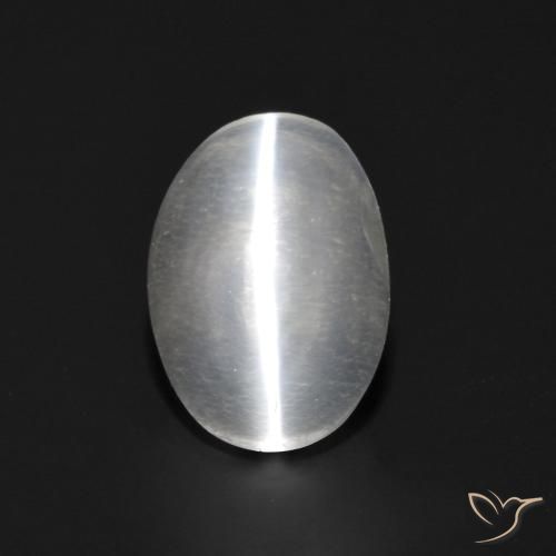 1.04ct Naturale Bianco trasparente Sillimanite effetto occhio di gatto, Ovale, Trasparente