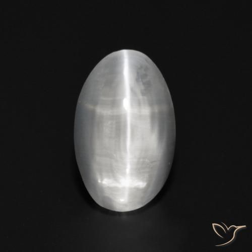 1.15ct Naturale Bianco Sillimanite effetto occhio di gatto, Ovale, Trasparente