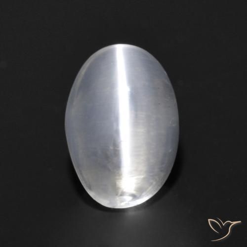 0.98ct Naturale Bianco traslucido Sillimanite effetto occhio di gatto, Ovale, Trasparente