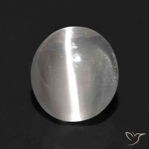 1.23ct Naturale Grigio molto chiaro Sillimanite effetto occhio di gatto, Ovale, Trasparente
