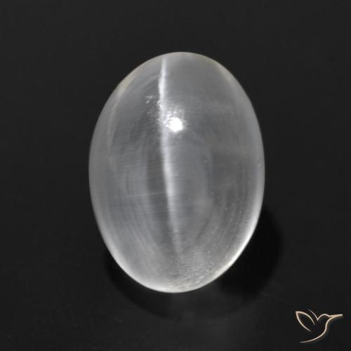 1.63ct Naturale Bianco trasparente Sillimanite effetto occhio di gatto, Ovale, Trasparente