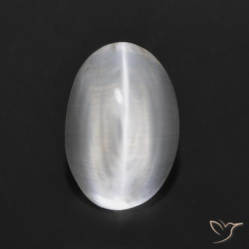 Sillimanite Occhio di Gatto Bianco trasparente naturale da 1.29 ct, Ovale, Trasparente