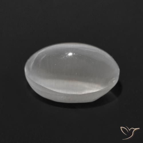 Sillimanite Occhio di Gatto Bianco trasparente naturale da 1.29 ct, Ovale, Trasparente