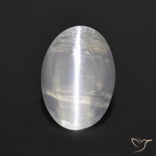 1.28ct Naturale Grigio molto chiaro Sillimanite effetto occhio di gatto, Ovale, Trasparente