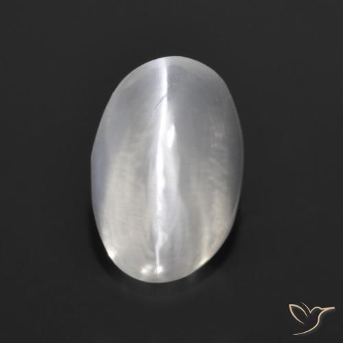 1.40ct Naturale Bianco trasparente Sillimanite effetto occhio di gatto, Ovale, Trasparente