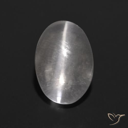 1.39ct Naturale Bianco trasparente Sillimanite effetto occhio di gatto, Ovale, Trasparente