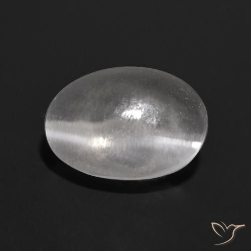 Sillimanite Occhio di Gatto Bianco trasparente naturale da 1.39 ct, Ovale, Trasparente