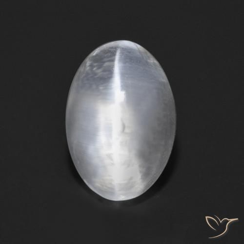 Sillimanite Occhio di Gatto Bianco trasparente naturale da 1.49 ct, Ovale, Trasparente