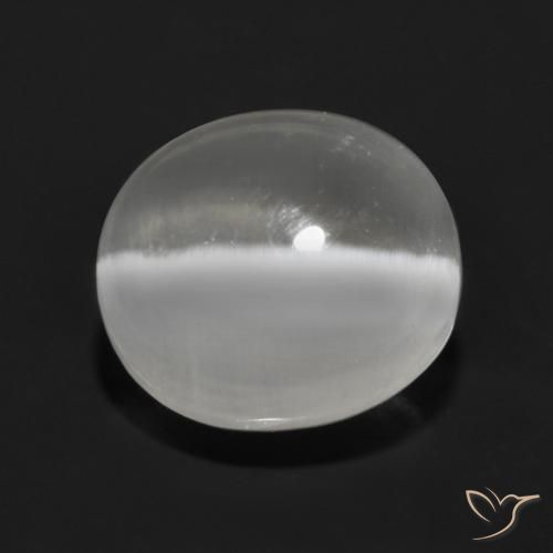 Sillimanite Occhio di Gatto Bianco naturale da 1.30 ct, Ovale, Trasparente